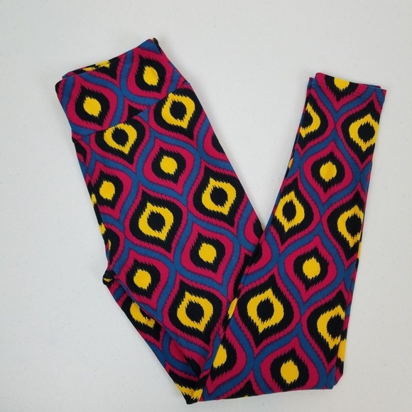 Lularoe OS Legging Women One Size Pink Yellow NWOT - Picture 1 of 5